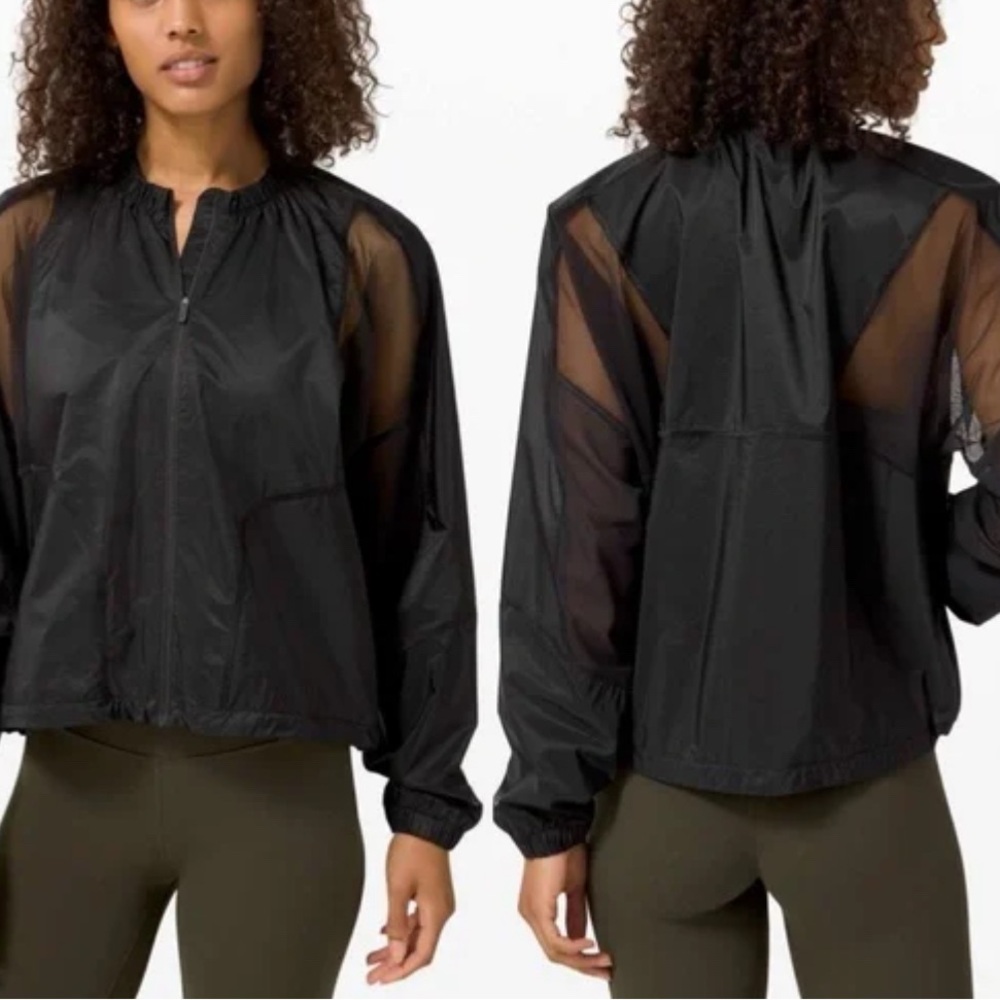 Lululemon With the Breeze Jacket Black sheer mesh